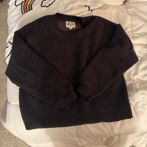 American Eagle Outfitters Fleece Charcoal Crewneck Sweater